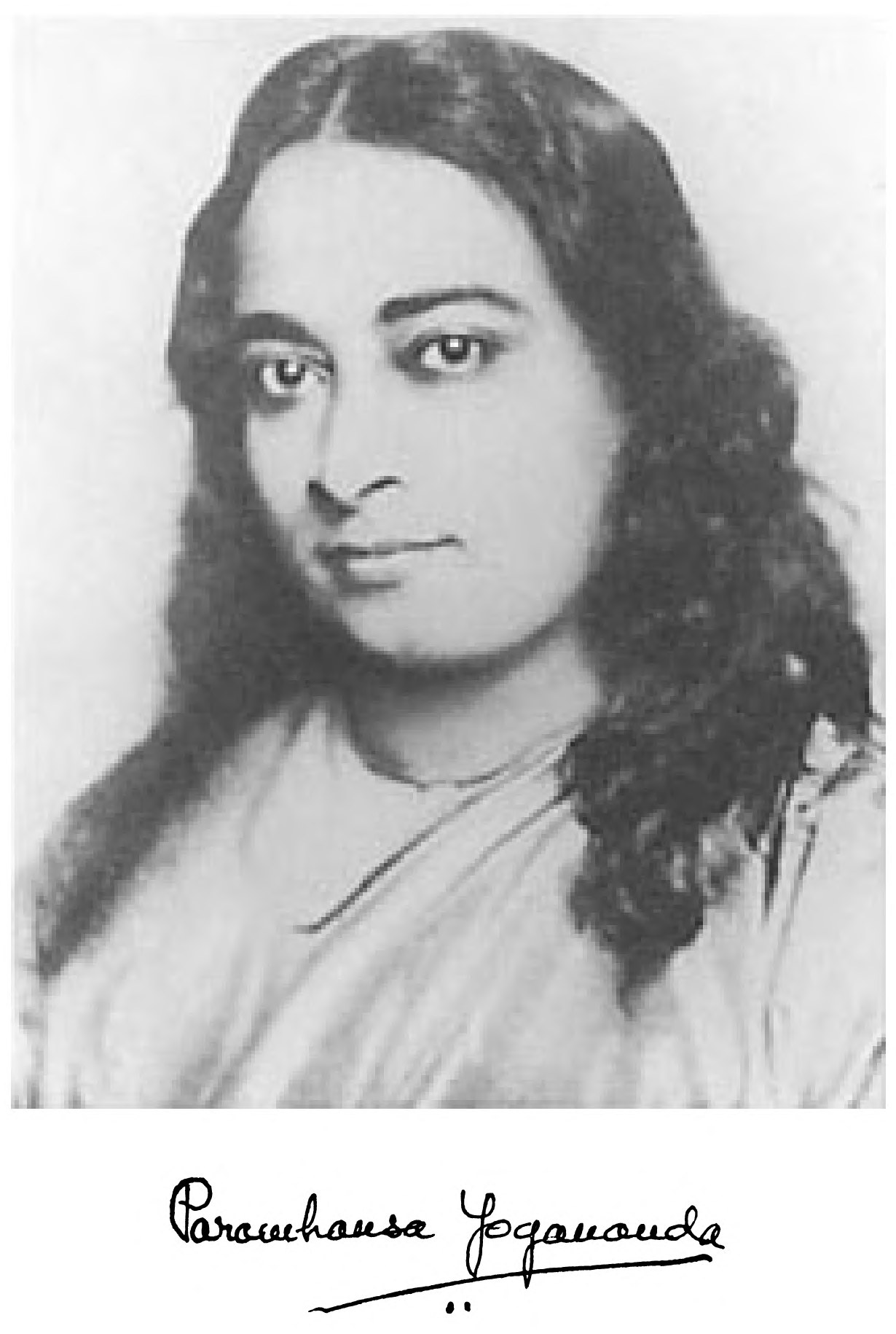 Portrait of Paramhansa Yogananda, with his signature beneath