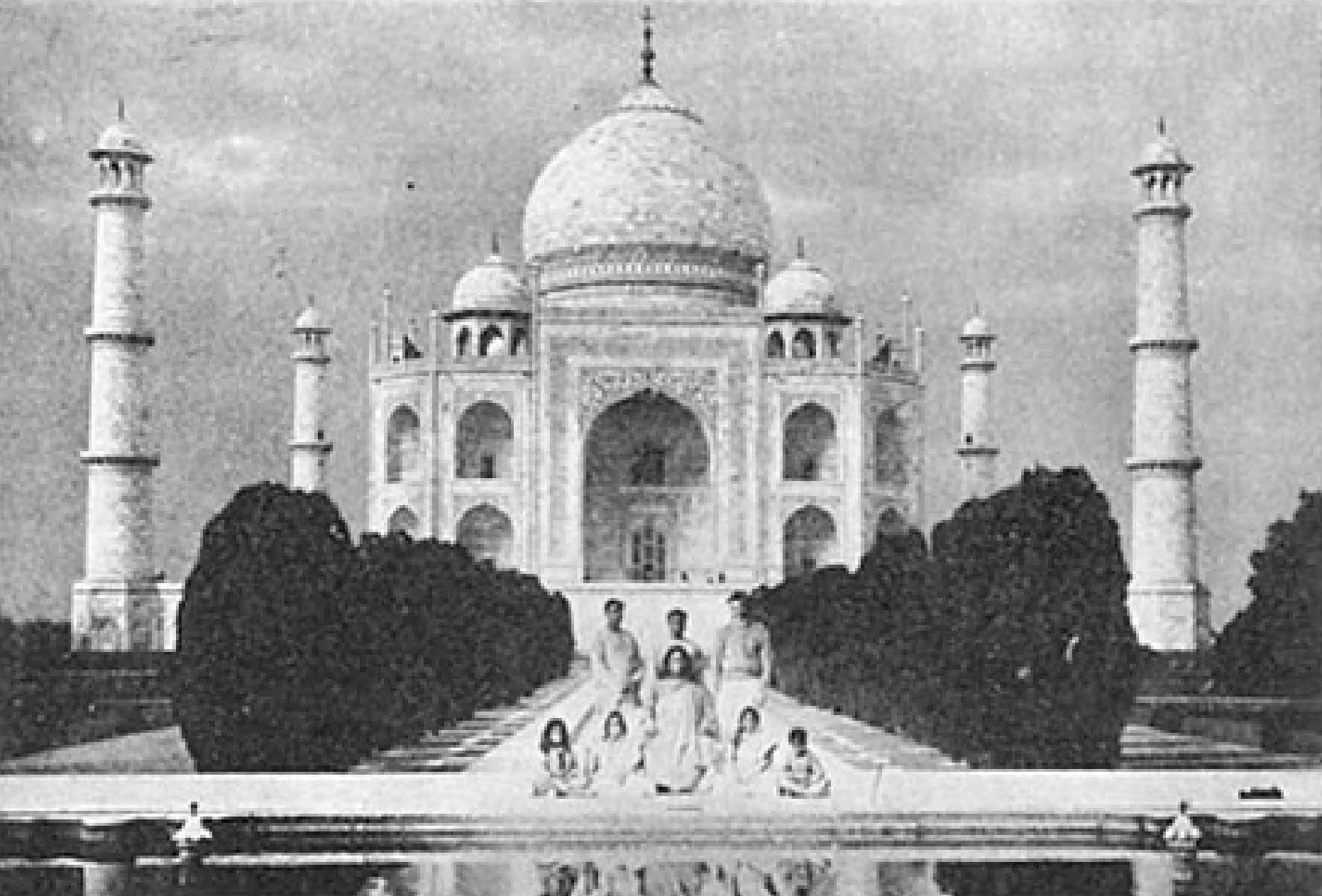 My companions and I pose before the “dream in marble,” the Taj Mahal at Agra.