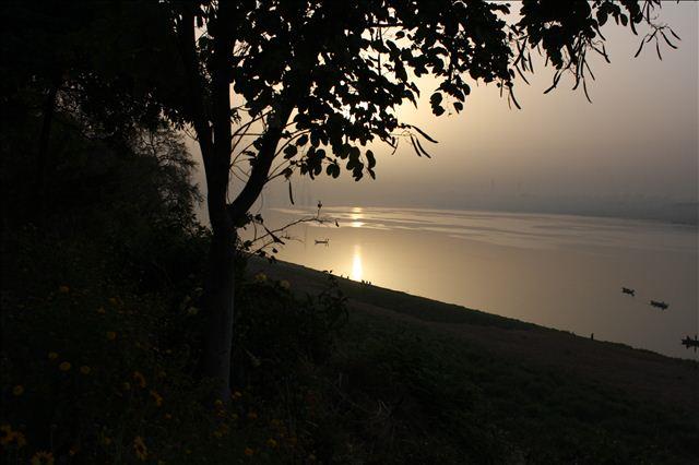 Having darshan of Sun rising over Ganga Mata