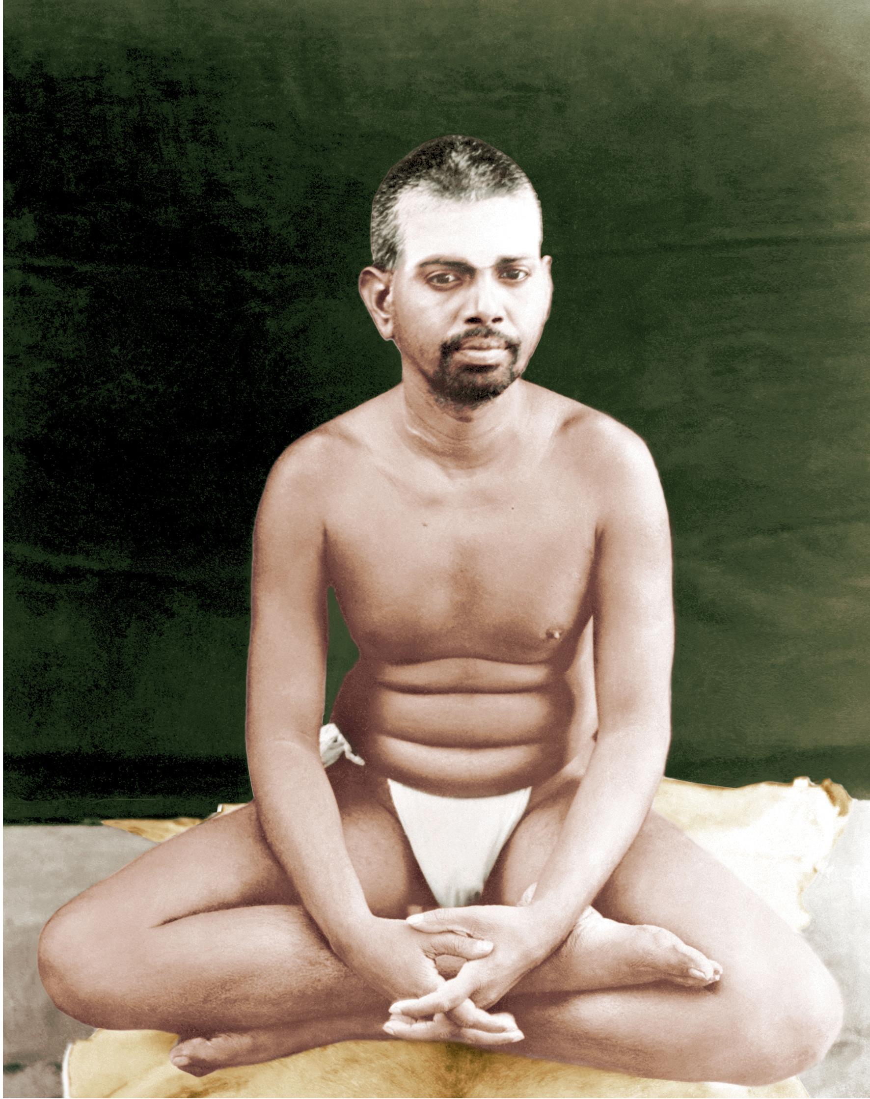 Sri Bhagavan seated inside the Virupaksha Cave