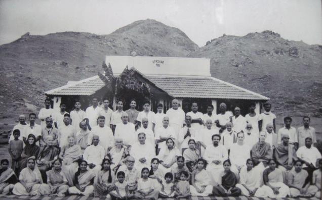 Old Devotees of Sri Bhagavan blessing the house-warming ceremony of S.P.Mukherjee (1961)