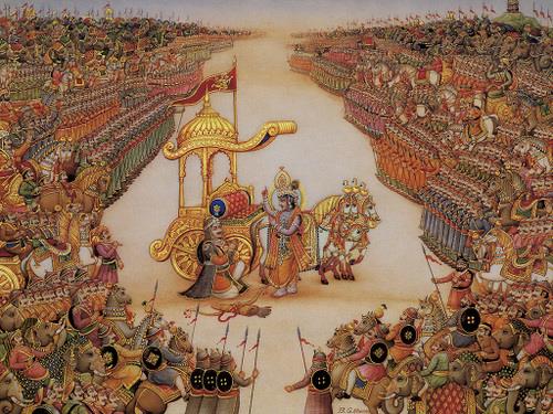 “Bhagavad Gita: Sri Krishna instructing Arjuna in the battlefield”