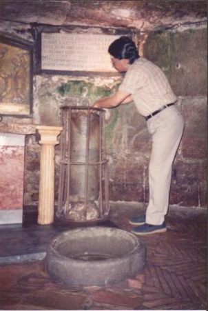 Feeling being blessed by the Holy Water from the ‘Miracle Well’ inside the underground cellar wherein St.Peter was chained and imprisoned