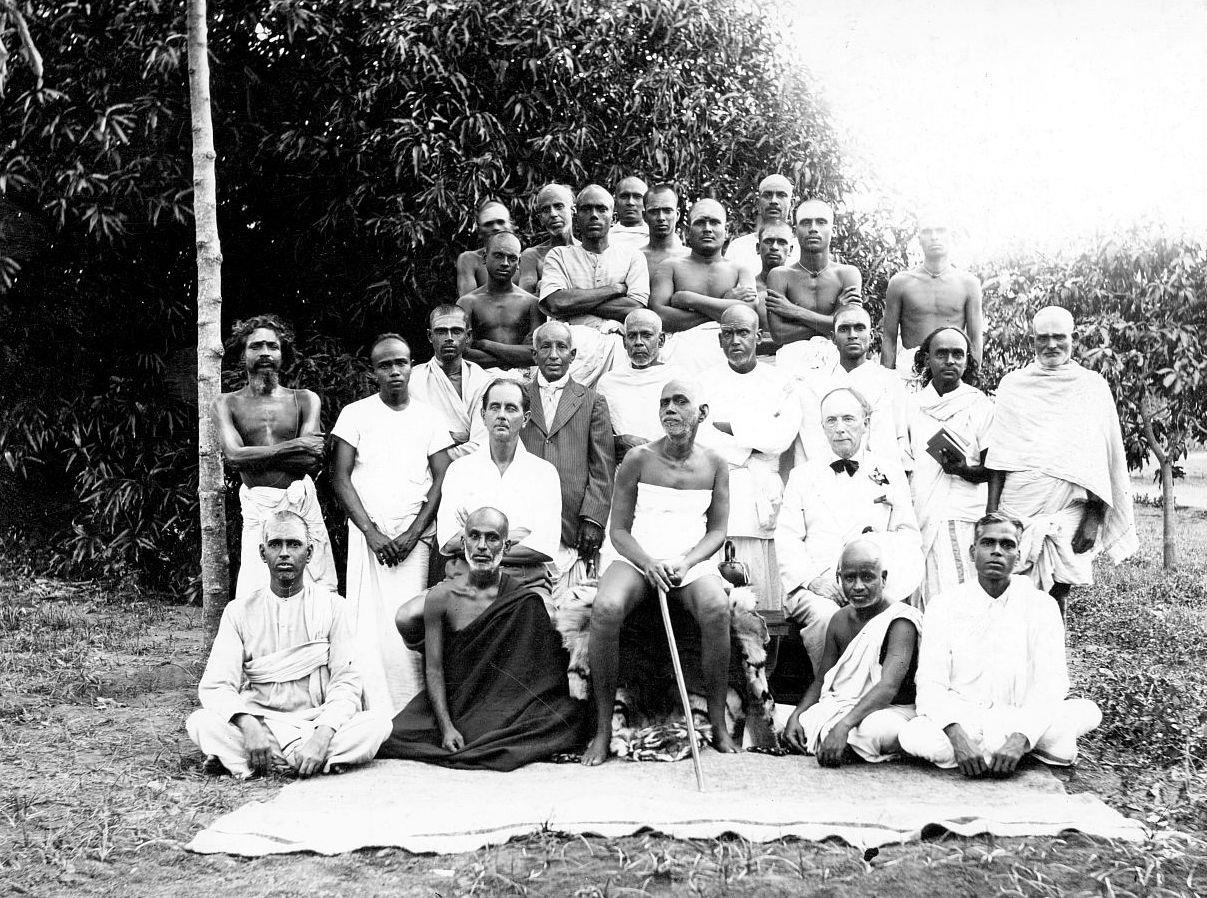 An early group photograph taken at the ashram garden