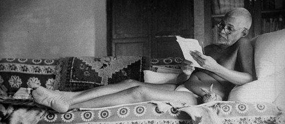 Bhagavan reading the proofs