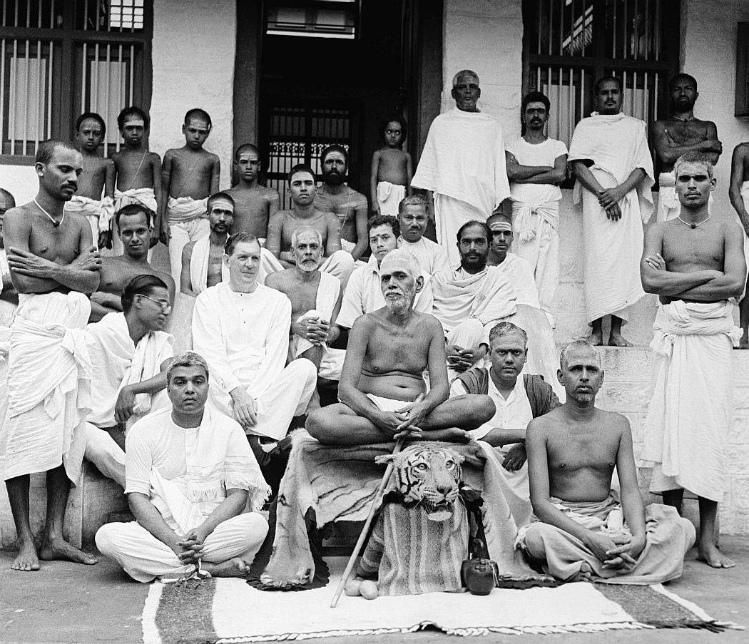 Major Chadwick with Bhagavan in front of Ashram Office