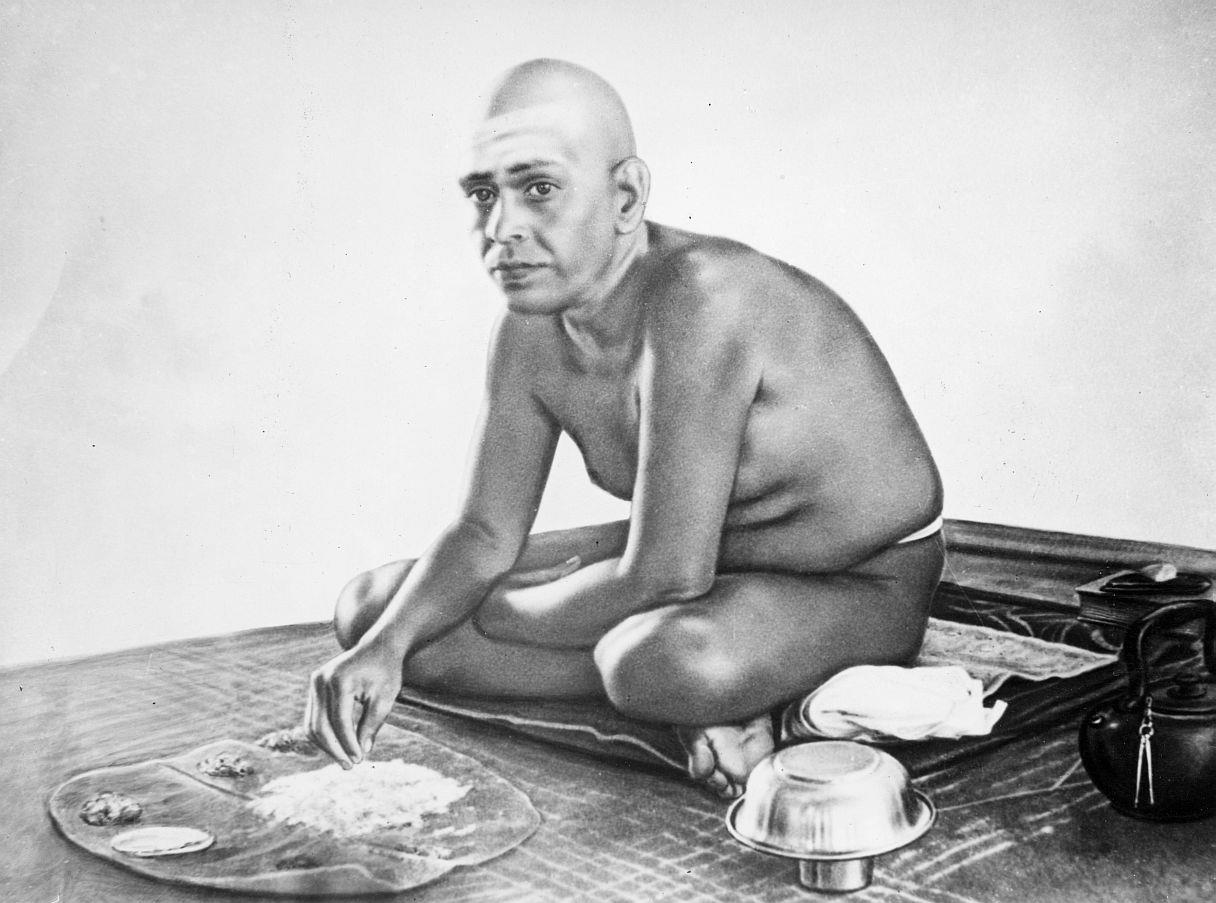 Sri Bhagavan having his meals on His Jayanthi (birthday)