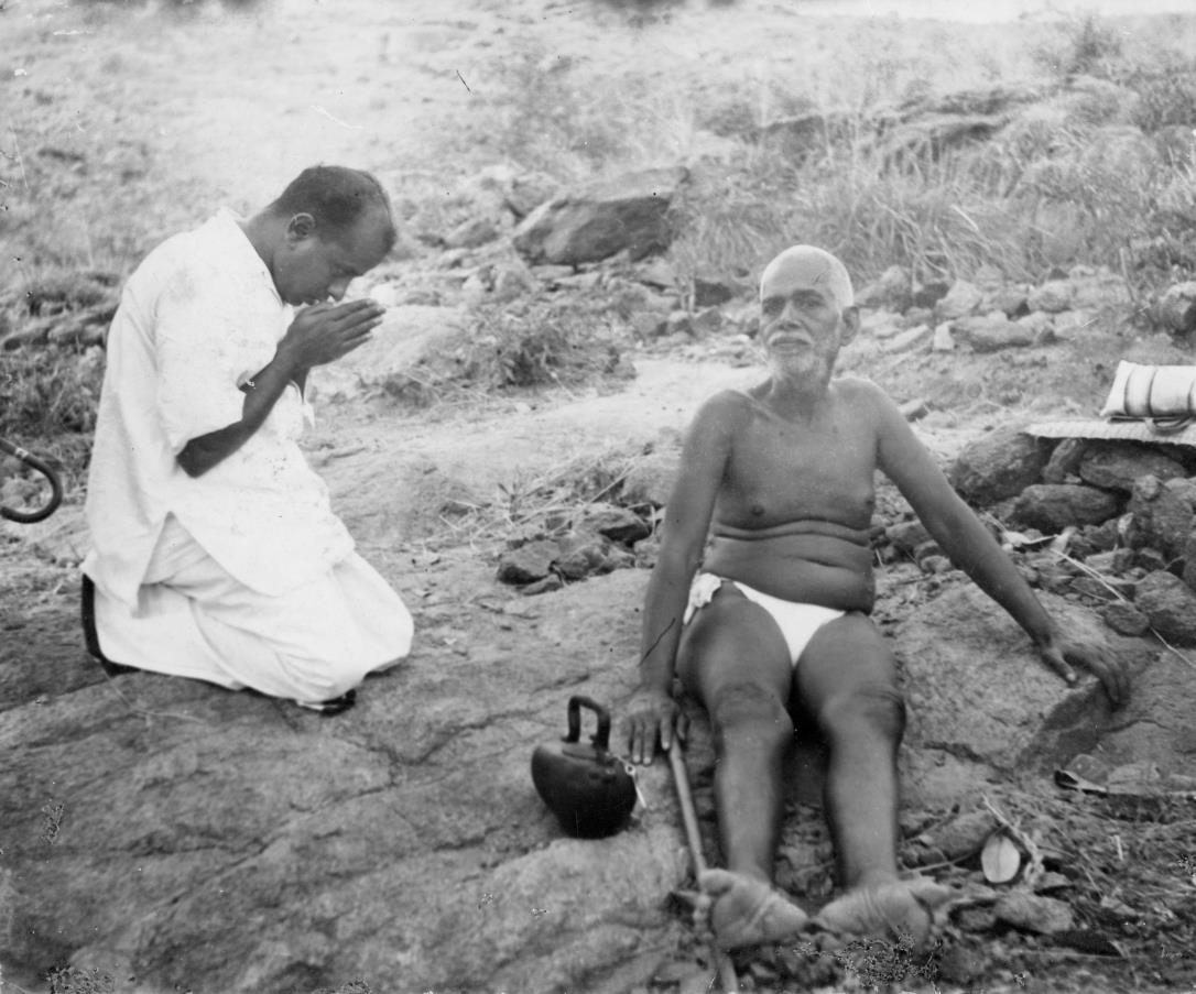 Sri Bhagavan on the hill, Dr T N Krishnaswami is offering his obeisance