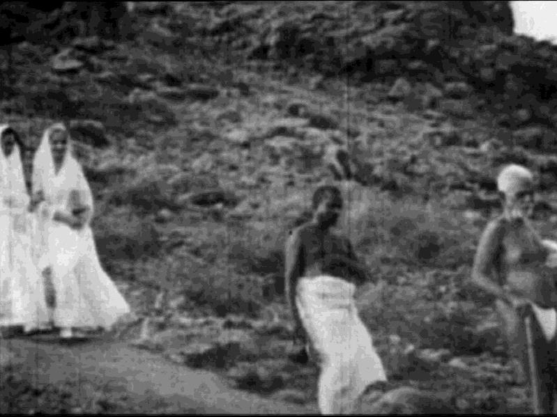 Soona with Mrs. Taleyarkhan walking behind Bhagavan