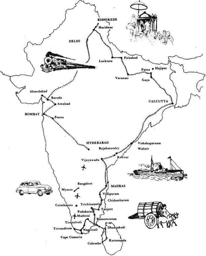 Route taken during the All India Tour
