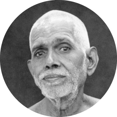 circular photo of Sri Bhagavan in old age, head and shoulders