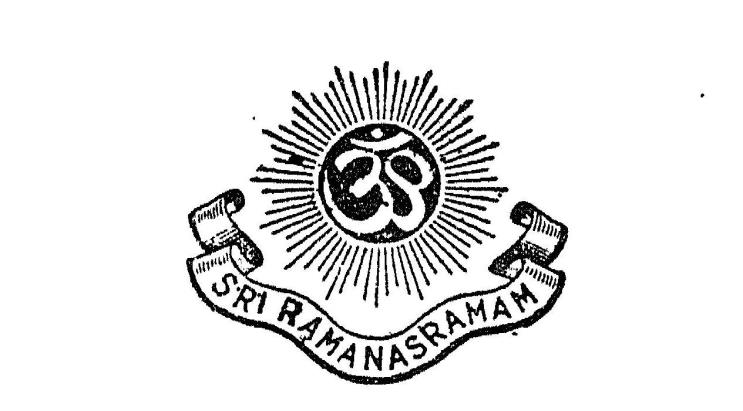 emblem: SRI RAMANASRAMAM stamp with Om