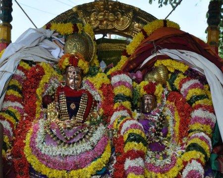 photo of the decorated utsava murthis of Lord Arunachaleswara and Mother Apeethakuchambal
