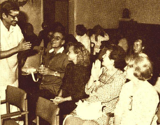 photo of Ramana Kendra, London audience with Ganesan standing at left