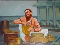 painting of Marula Shankaradeva seated among brass vessels
