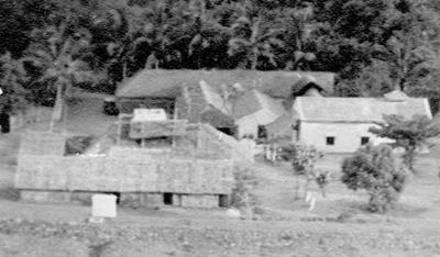 black-and-white photograph of Sri Ramanasramam buildings and trees